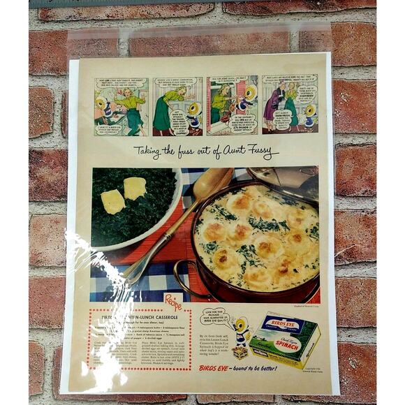 Birds Eye Spinach Lenten Lunch Casserole Aunt Fussy - 1950 Retro Vtg PRINT AD - Picture 9 of 10